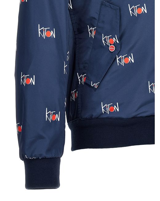 Kiton Blue All Over Logo Blouson Casual Jackets, Parka for men