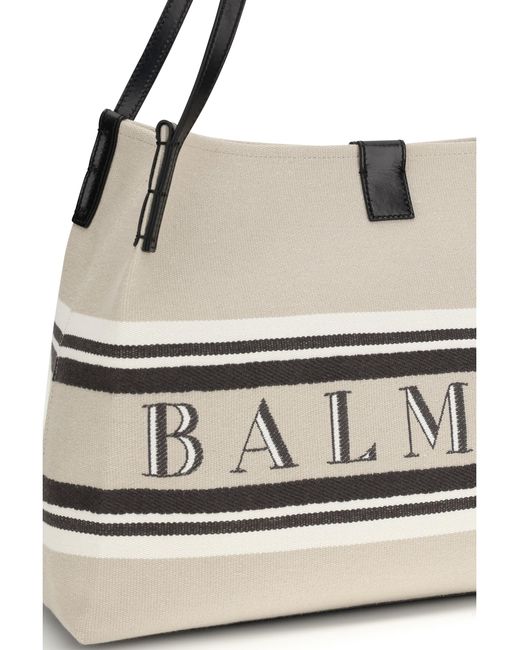 Balmain White Release Shoulder Bag Cotton; Polyester