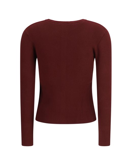 Weekend by Maxmara Red Ribbed Viscose Cardigan Viscose; Polyester