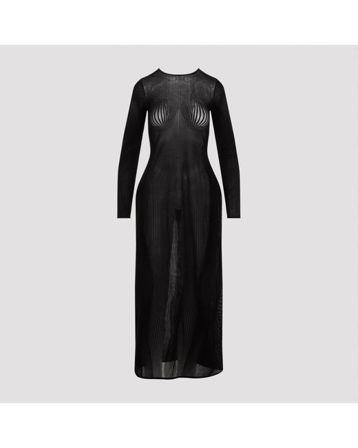 Jean Paul Gaultier Black Morphing Pinstripes Long Dress