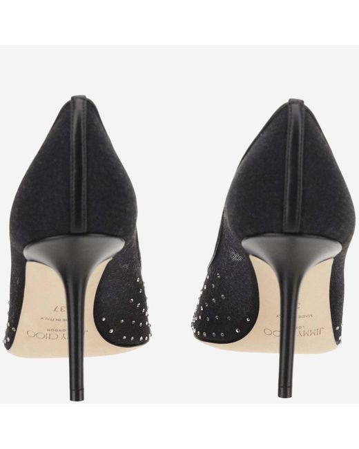 Jimmy Choo Gray Love 85Mm Tulle Pumps With Rhinestones