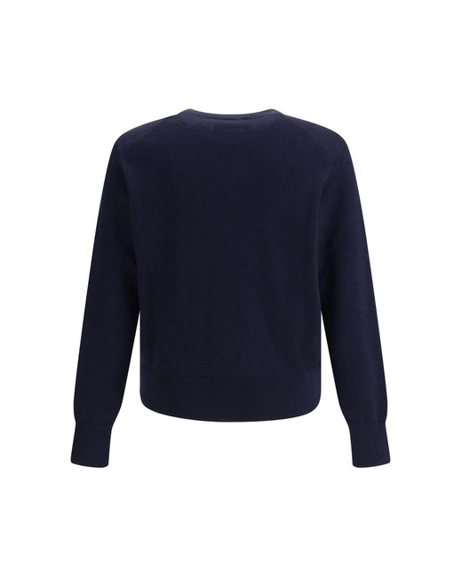 AMI Blue Pull Col Rond Ami De Coeur Cotton Knitwear for men