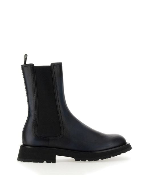 McQueen Black Leather Boot for men