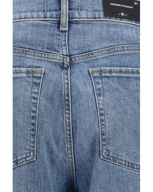 7FOR Blue Straight-Leg Jeans Cotton; Elastane for men