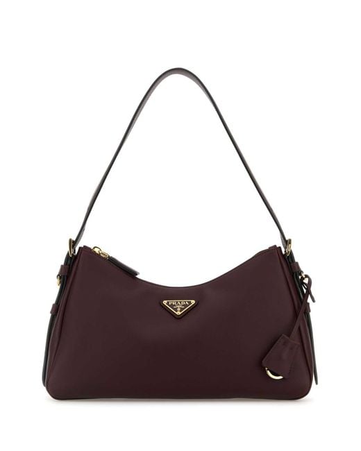 Prada Purple Grape Leather Medium Aimee Shoulder Bag