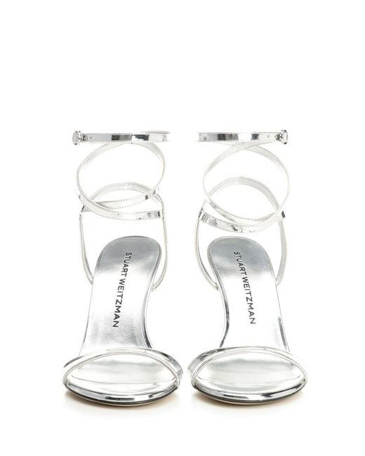 Stuart Weitzman Metallic Ankle Strap Heels