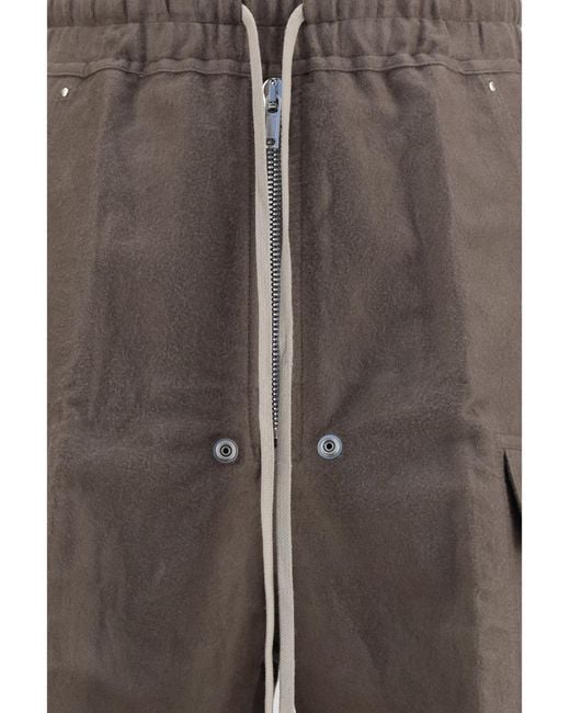 Rick Owens Brown Cargobelas Pants Ramie; Cotton for men