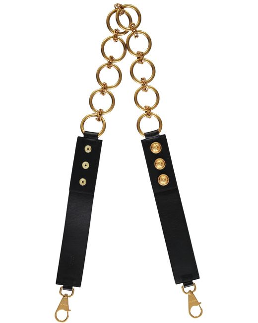 Balmain Black Leather And Chain Shoulder Strap