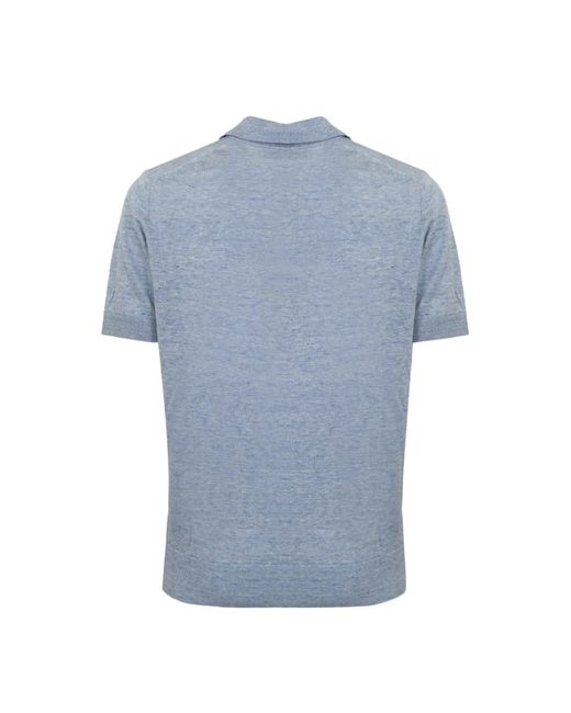 Brunello Cucinelli Blue Linen Blend Polo Shirt for men
