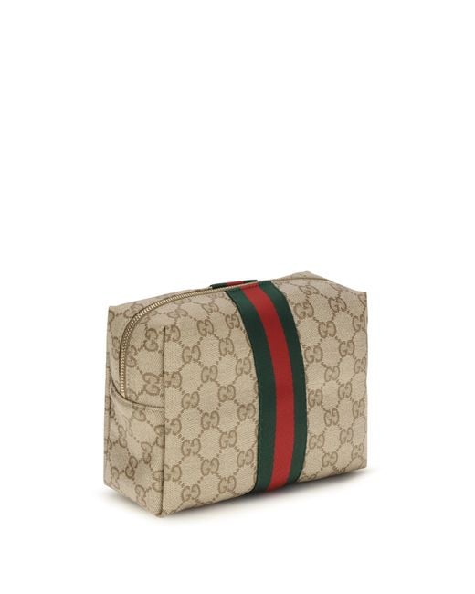 Gucci Multicolor Beauty Case With Web Stripe Fabric Make Up Bags
