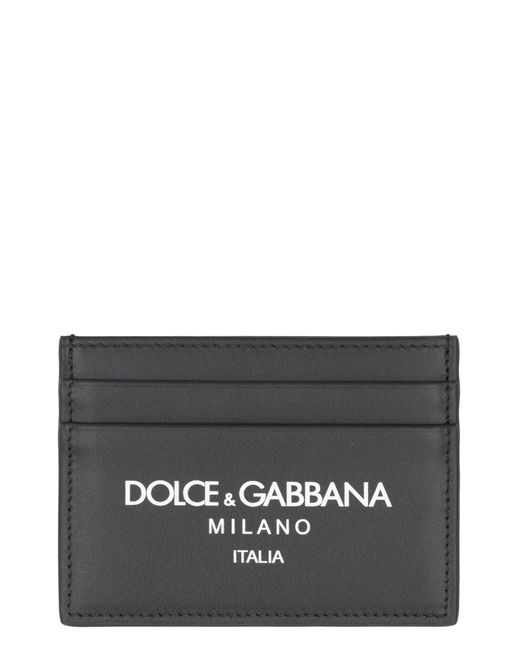 Dolce & Gabbana Black Leather Card Holder Calf Wallets & Cardholders for men