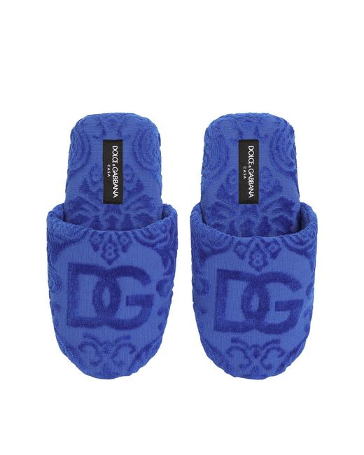 Dolce & Gabbana Blue Slippers Jacquard
