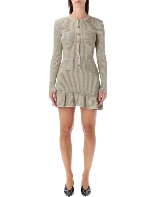 knee length dresses for ladies Self-Portrait - Cream Textured Knit Mini Dress