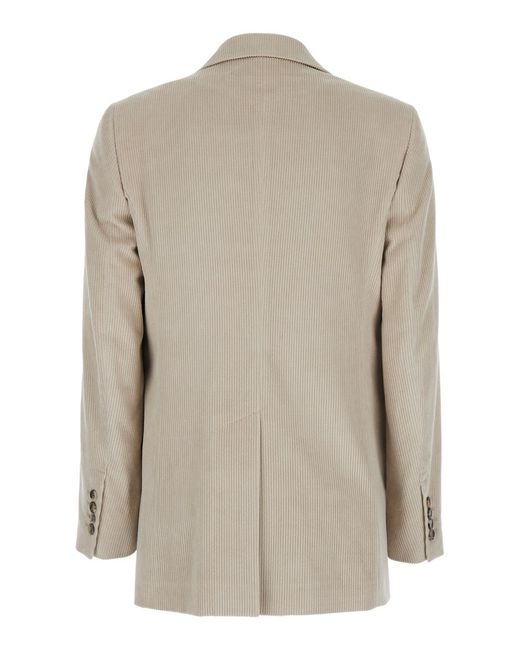 Max Mara Natural Single-Breasted Jacket With Notched Revers Cotton Blazers