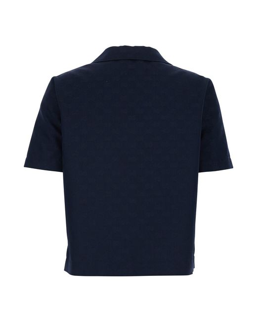 Gucci Blue Blouse With Wide Collar, Cotton-Blend Polyester Blouses