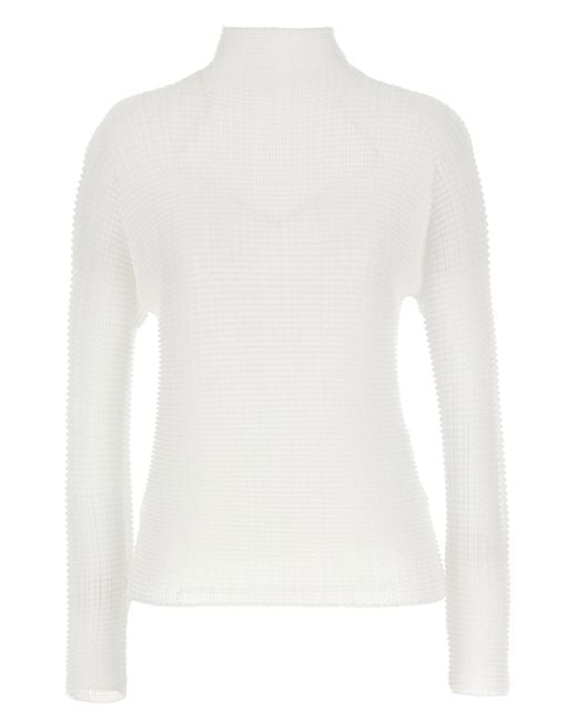 Issey Miyake White Wooly Pleats-56' Blouse