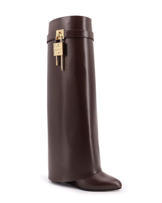 Givenchy Purple Shark Lock Leather Boots