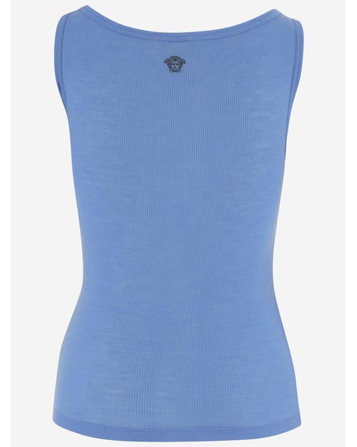 Versace Blue Wool Top Tops