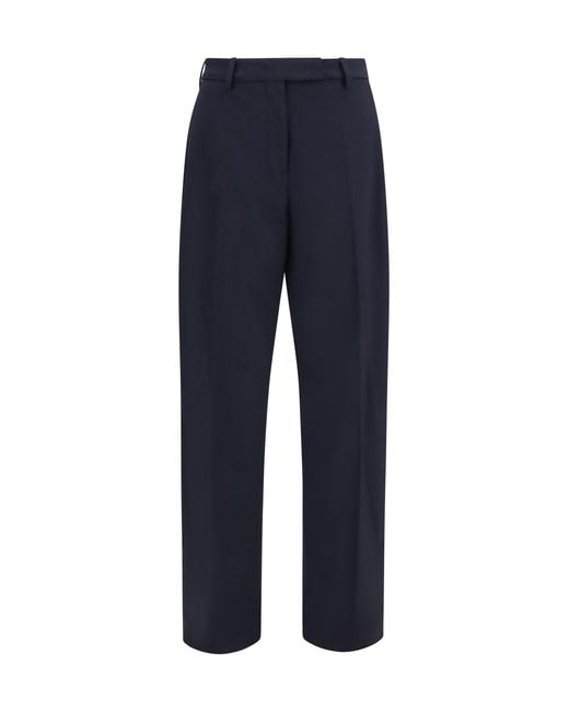 Thelatest Blue Trousers Straight-Leg Wool-Blend Polyester