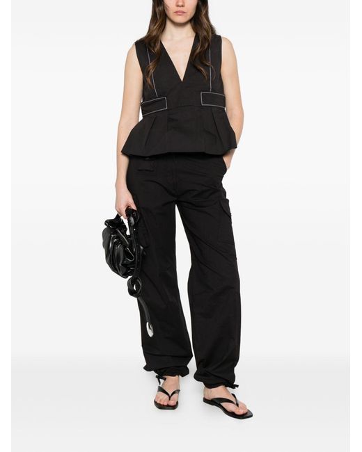 Ganni Black Cotton Cargo Trousers