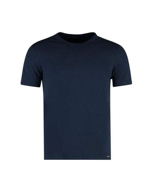Tom Ford Blue Cotton Crew-neck T-shirt for men