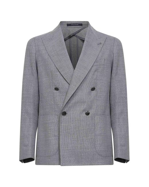 Tagliatore Gray Stretch Virgin Wool Montecarlo Double-Breasted Blazer for men