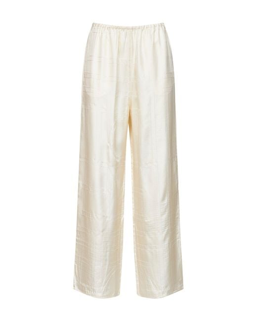 Totême White Cream Monogram Silk Pj Trousers