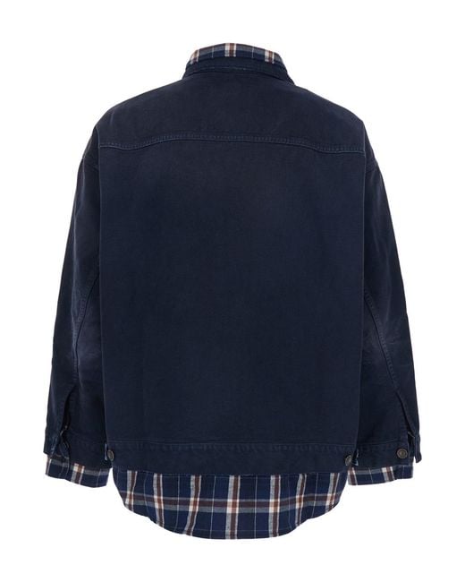 Balenciaga Blue Jacket Double-Layer Cotton Coat for men