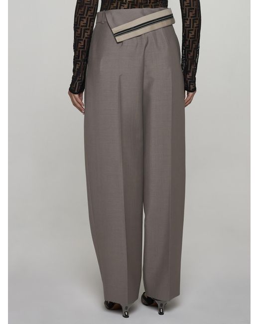 Fendi Gray Mohair And Wool Trousers