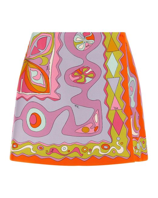 Emilio Pucci Pink Printed Twill Short Trousers