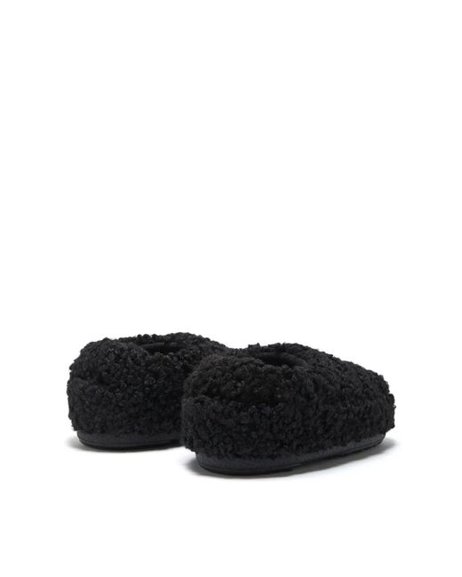 Moon Boot Black Faux Curly Logo Band Sandals Shoes