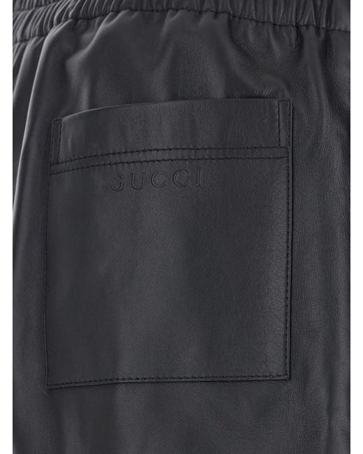 Gucci Gray Bermuda Shorts With Elasticated Waist And Logo Lettering for men