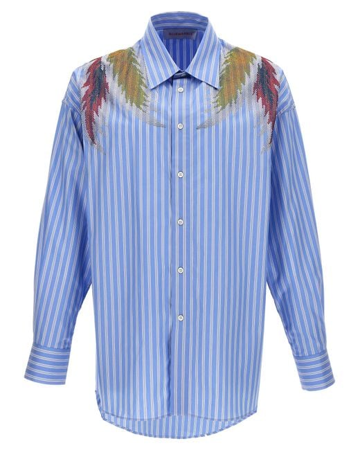 Bluemarble Blue Rhinestoned Stardust Stripe Shirt for men