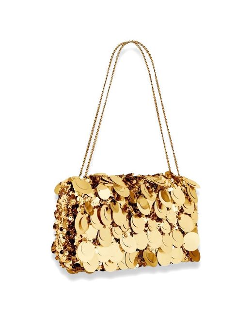 Rabanne Metallic Sparkle Baguette Shoulder Bag With Sequins And-Colored Discs