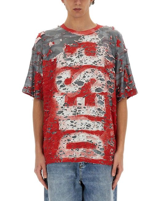 DIESEL Red T-Shirt T-Boxt-Peel for men