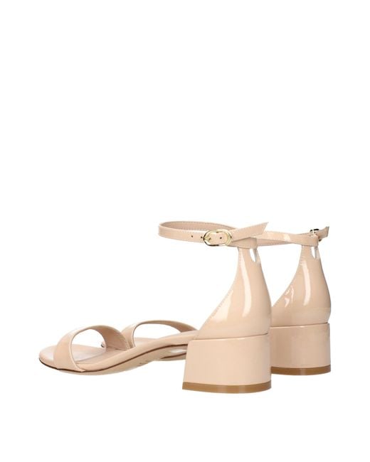 Stuart Weitzman Natural Leather Flat Sandals