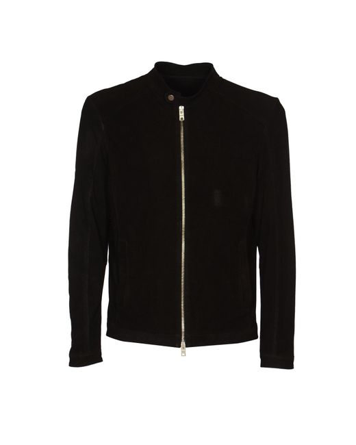 DFOUR® Black Band Collar Zipped Jacket for men