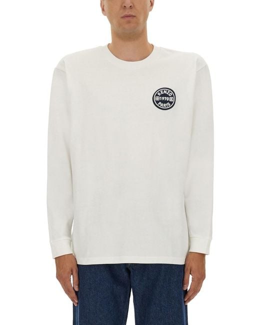 KENZO Gray Long-Sleeved T-Shirt Cotton T-Shirts for men