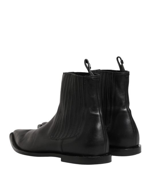 Dolce & Gabbana Black Chelsea Short Ankle Boots Shoes Leather for men