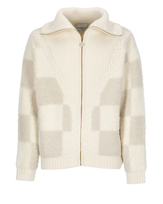 Casablancabrand Natural Checked Boucle Cardigan for men