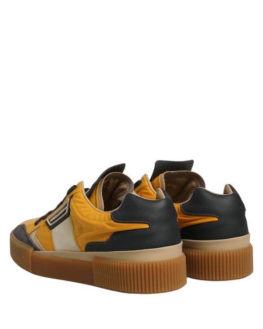 Dolce & Gabbana Brown Miami Low Top Sneakers Shoes Cotton Nylon Viscose Calf for men
