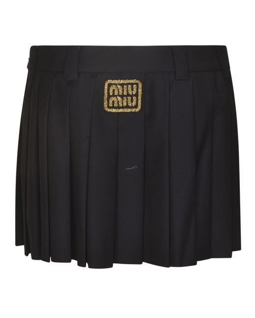 Miu Miu Black Mini Pleated Skirt