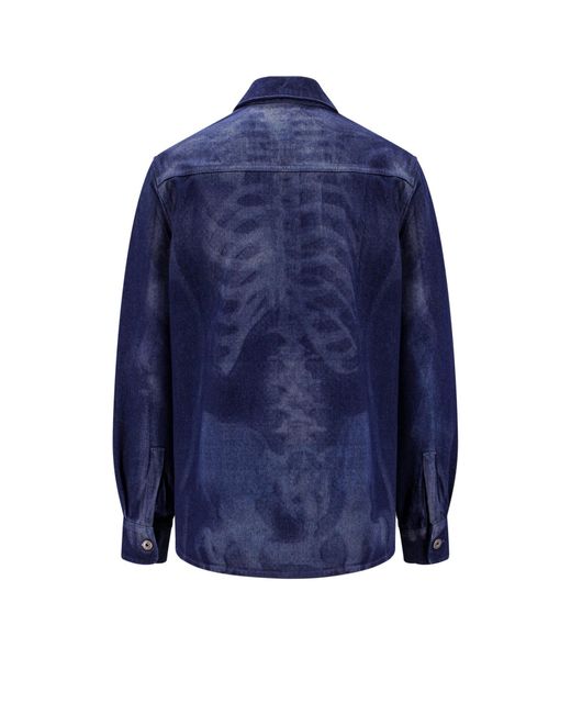 Off-White c/o Virgil Abloh Blue Denim Over Shirt With Body Scan Print for men