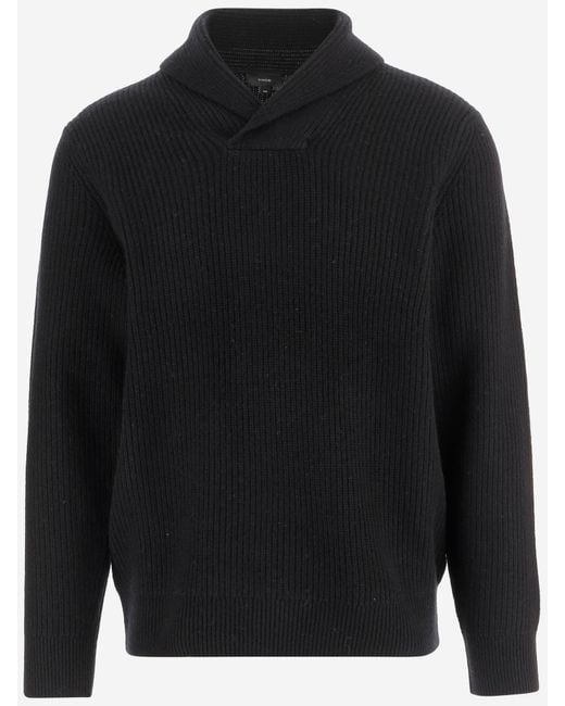 Vince Black Wool And Cashmere Sweater With Shawl Collar for men