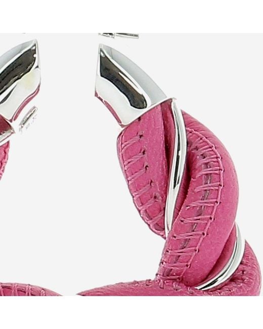 Bottega Veneta Pink Hoop Earrings & Lambskin