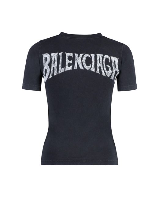 Balenciaga Black Printed Cotton T-shirt