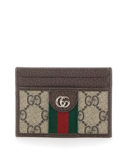 Gucci Gray Card Holder Ophidia Leather Polyurethane Accessory