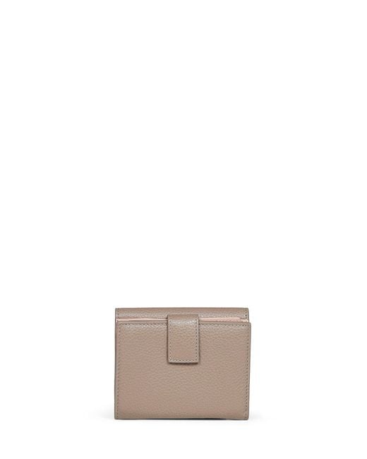Ferragamo Gray Compact Wallet Gancini Calfskin Calf Leather & Purses