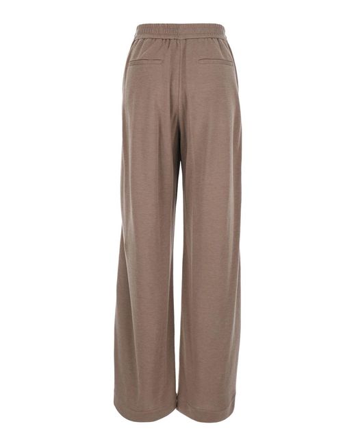 Brunello Cucinelli Brown Wide-Leg Trousers Cotton