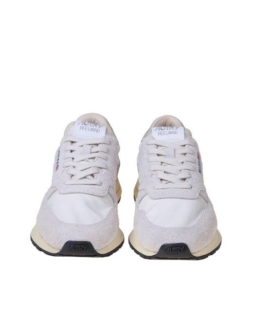 Autry White Reelwind Running Sneakers In Suede And Nylon